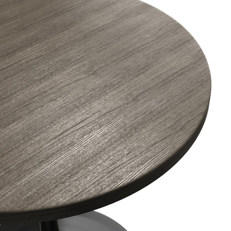LeisureMod Verve 27" Round Dining Table with MDF Wood TableTop and Black Steel Base for Kitchen & Dining Room - 27.56"