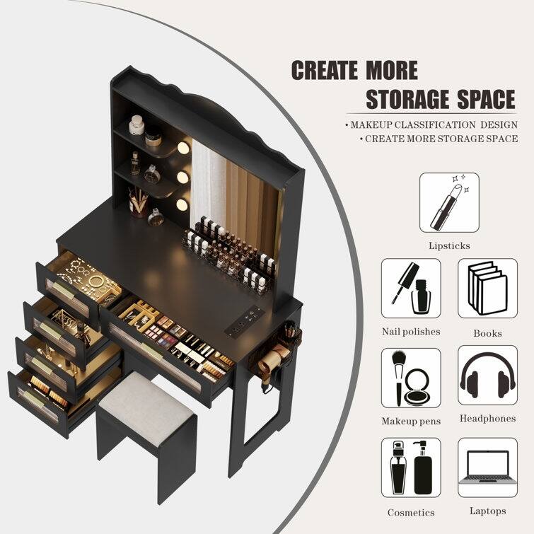 Makeup Vanity with 3 Lighting Colors