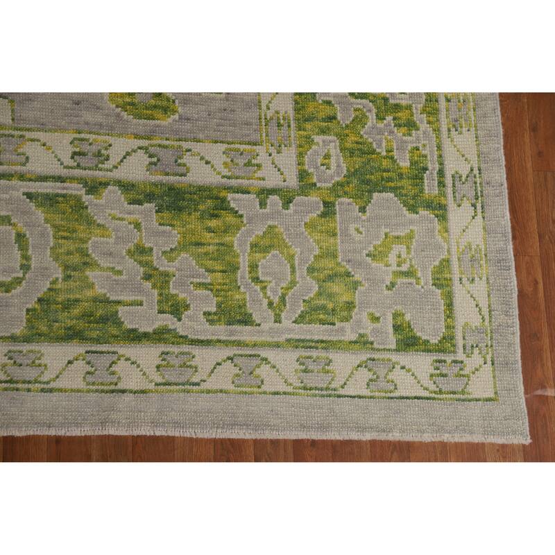 Hand Knotted Oriental 100% Wool Carpet Transitional All-Over Greys & Charcoal Oushak Area Rug - 13' 8'' X 9' 4''