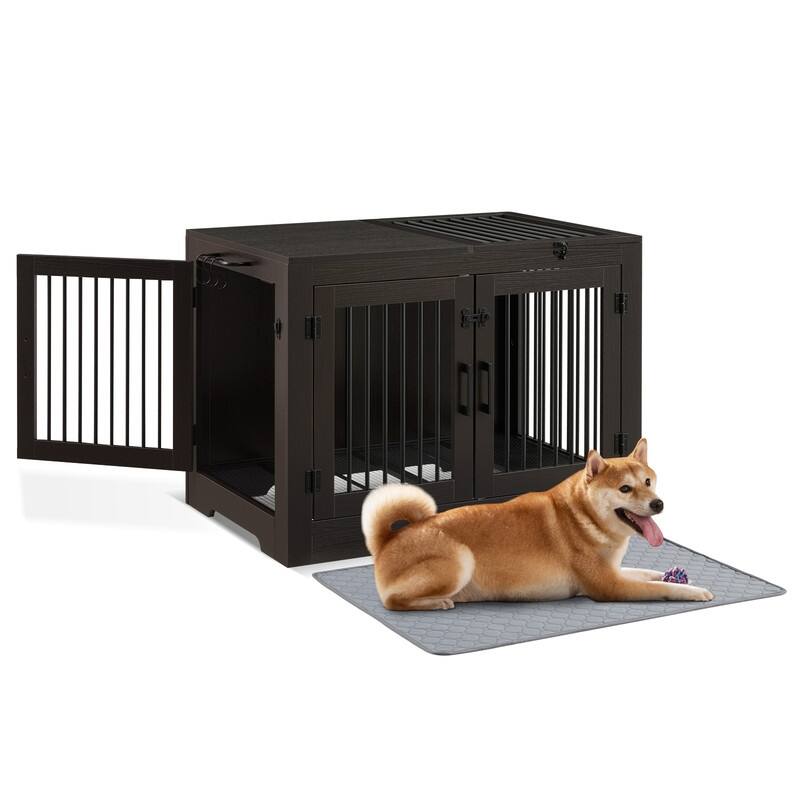 Utopia Alley 37 Inch Dog Crate Furniture for Medium Small Dog, Espresso