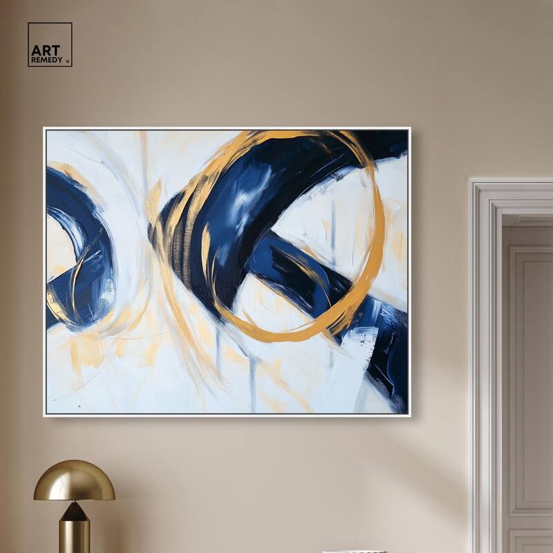 Navy and Gold Rings II Canvas by Art Remedy