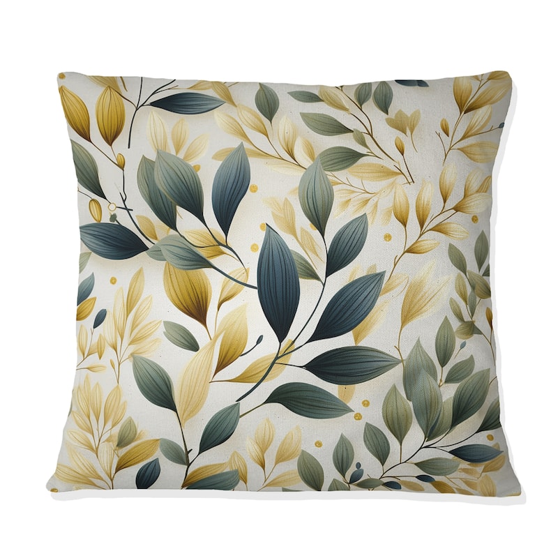 Designart "Tranquil Leaves III" Plants Printed Throw Pillow
