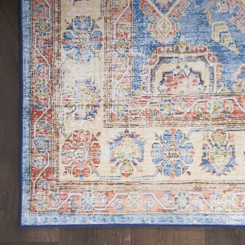 Power Loomed Distressed Non Skid Stain Resistant Low Pile Area Rug - 118' X '94' X '0.25