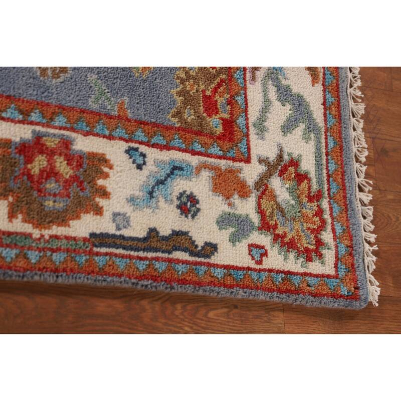 Floral Blue Oushak Oriental Area Rug Handmade Wool Carpet - 4'0" x 5'11"