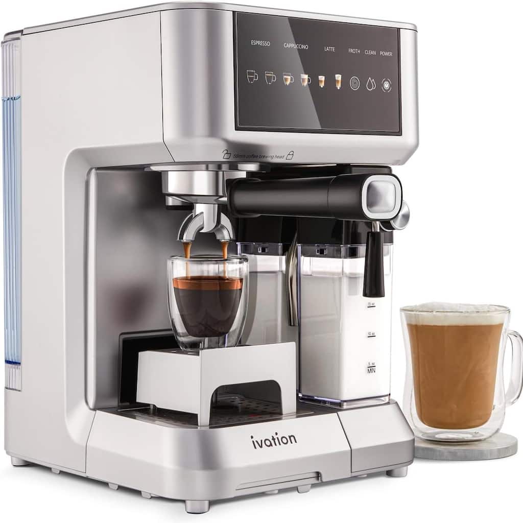 Ivation Espresso Cappuccino Latte Machine w/ Frother & 58mm Portafilter - Grey