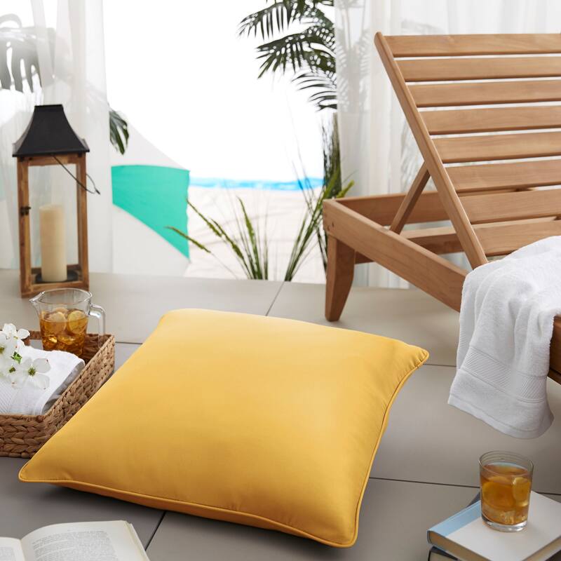 Sorra Home Sloane Butter Yellow 26-inch Indoor/ Outdoor Corded Floor Pillow