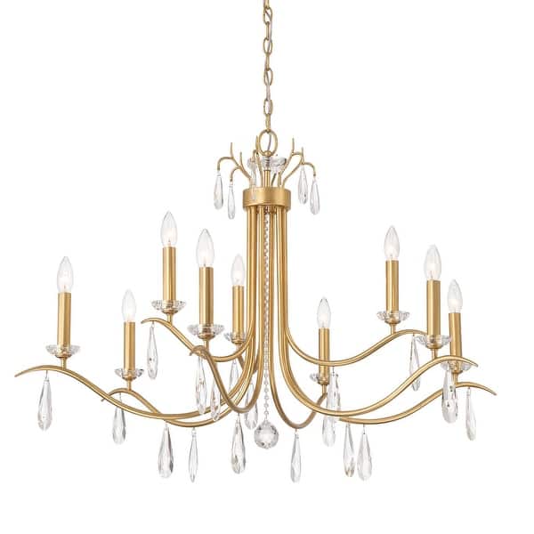 slide 2 of 6, Crystorama Lighting Group ROL-18819 Rollins 9 Light 40" Wide Crystal Antique Gold