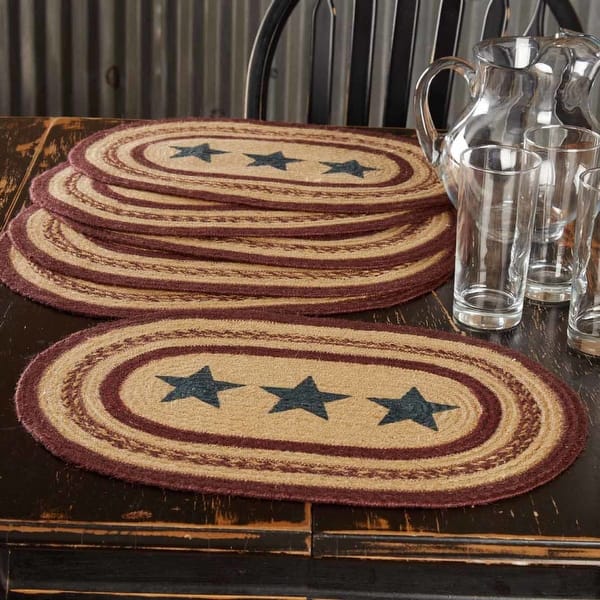 Shop Potomac Jute Placemat Stencil Stars Set Of 6 12x18 Placemat 12x18 On Sale Overstock 17931488