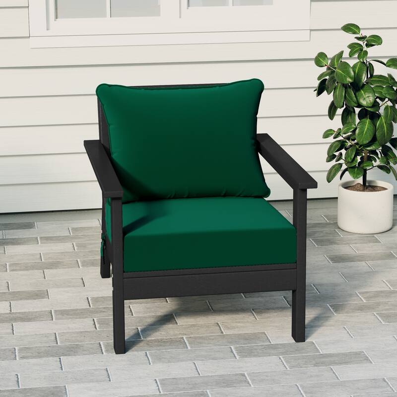 Birchwood All Weather HDPE Outdoor Patio Deep Seating Black Club Chair With Cushions (1-Piece)