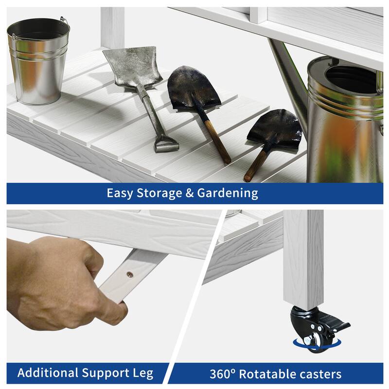 Moasis 2-Tier Outdoor Raised Garden Bed Planter Box Wood Mobile Elevated Stand With Lockable Wheel and Legs