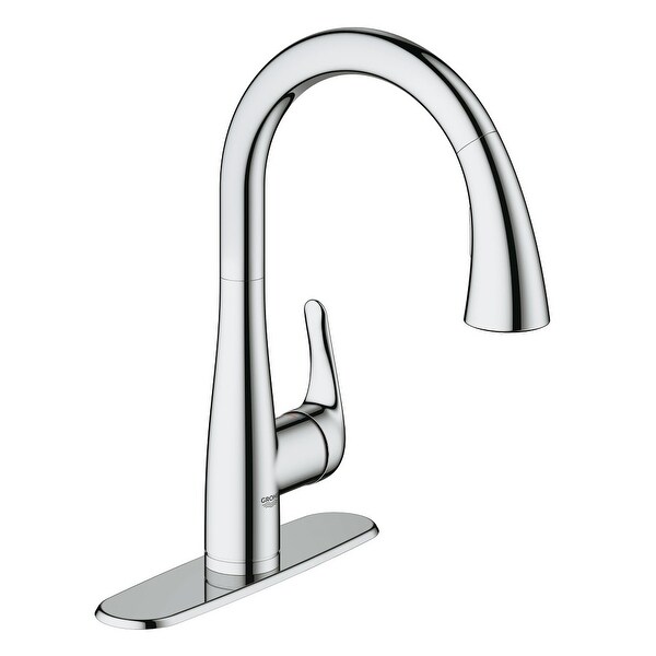 Grohe 30 211 1 Elberon Single Handle Single Hole Pull-Down Kitchen Faucet with SilkMove Cartridge & Locking Dual Spray Control