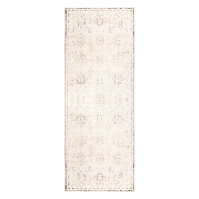Sevita Alis Washable Non-Slip Farmhouse Beige Indoor Area Rug
