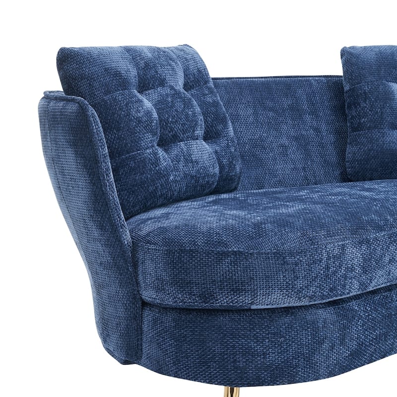 Polyester fiber Sofa Upholstered Couch with Golden Metal Legs