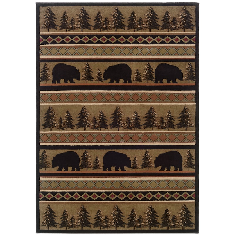 Fontana Black Beige Southwest Lodge Casual Area Rug