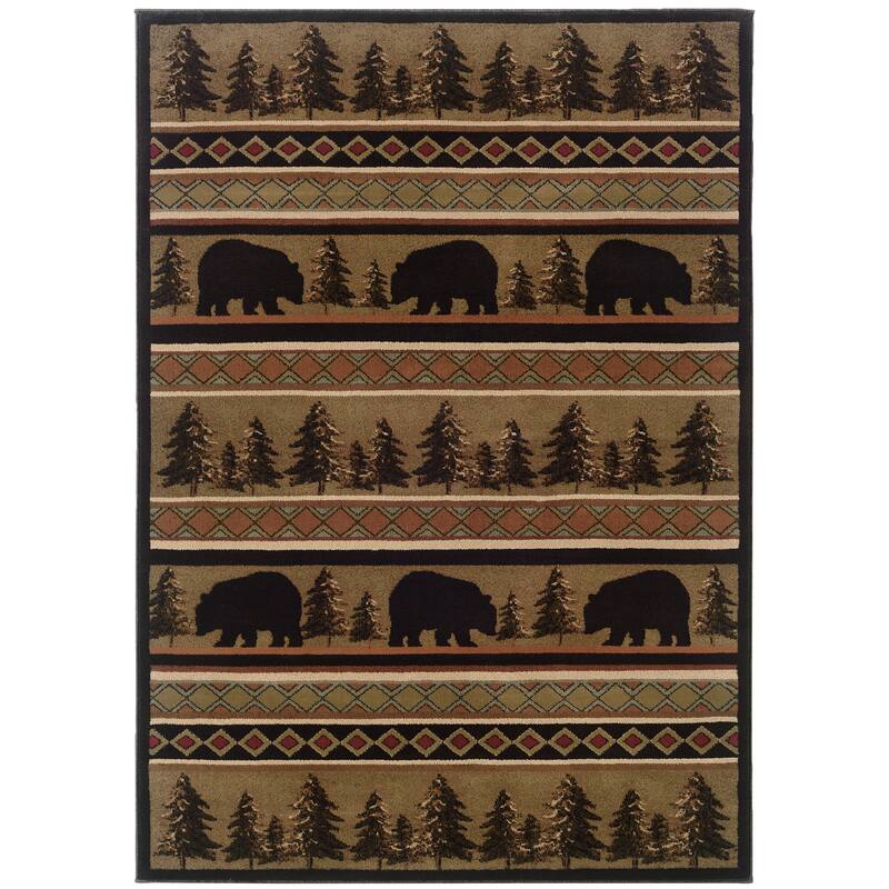Style Haven Hearthstone Lodge Black/ Beige Area Rug - 5' 3" x 7' 6" - Rectangle