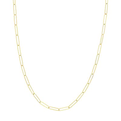 Curata 14k Yellow Gold 3.4mm Paper Clip Chain Necklace (Lobster)