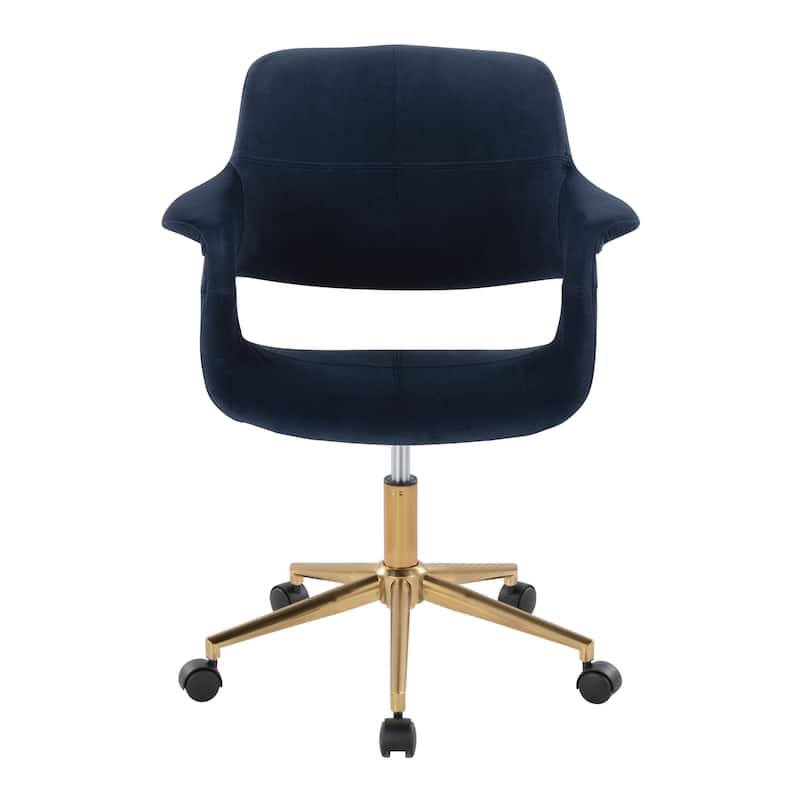 Silver Orchid Fauske Upholstered Office Chair with 5-Star Base - Blue Velvet/Gold Metal