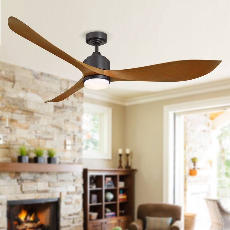66" Modern Brown 3-Blade Dimmable Ceiling Fan with Light and Remote