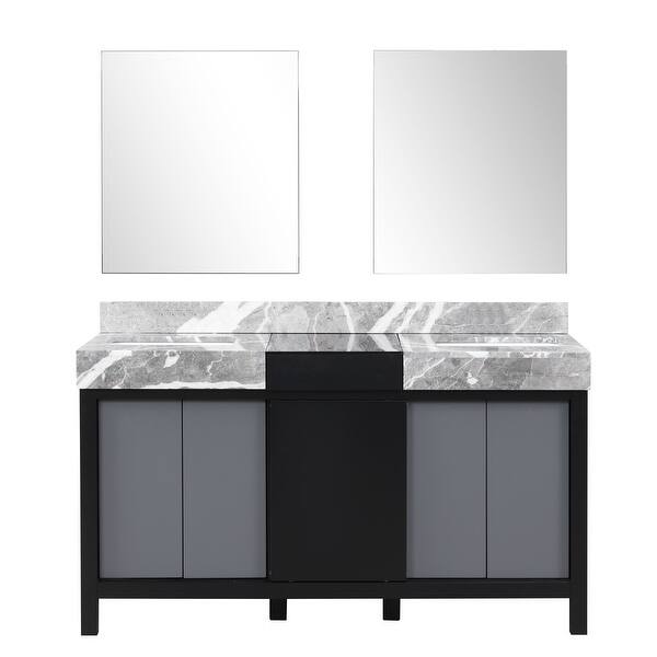 Castel Rool Vanity Zilara Bath Vanity, Castle Grey Marble Top and Mirror. - Bed Bath ...