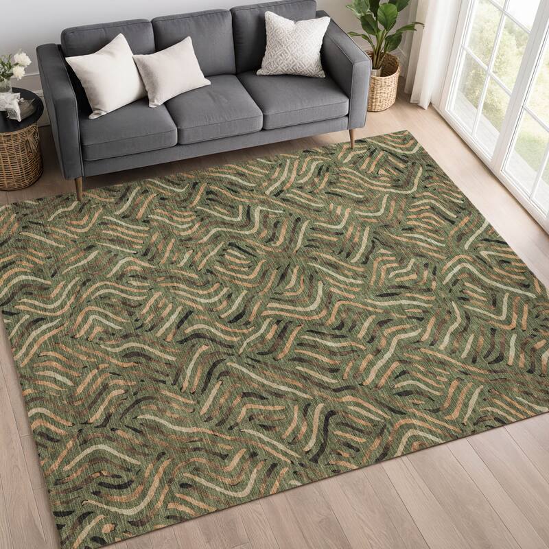 Machine Washable Indoor/ Outdoor Modern Jamie Chantille Rug