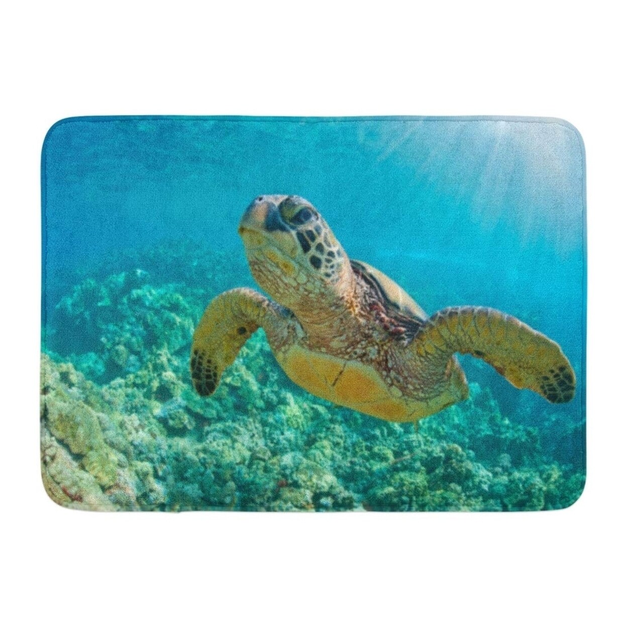 Shop Green Maui Sea Turtle Over Coral Reef In Hawaii Snorkel Swim Underwater Doormat Floor Rug Bath Mat 23 6x15 7 Inch Multi On Sale Overstock 31775411