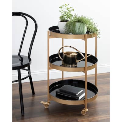 Kate and Laurel Celia Round Metal Bar Cart