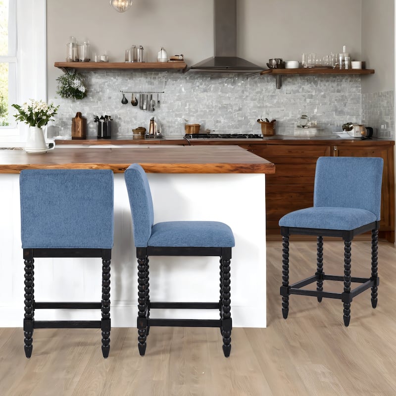 Chenille 26"H Spindle Legs Counter Stool