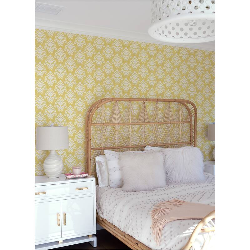 A-Street Prints Keaton Yellow Medallion Wallpaper