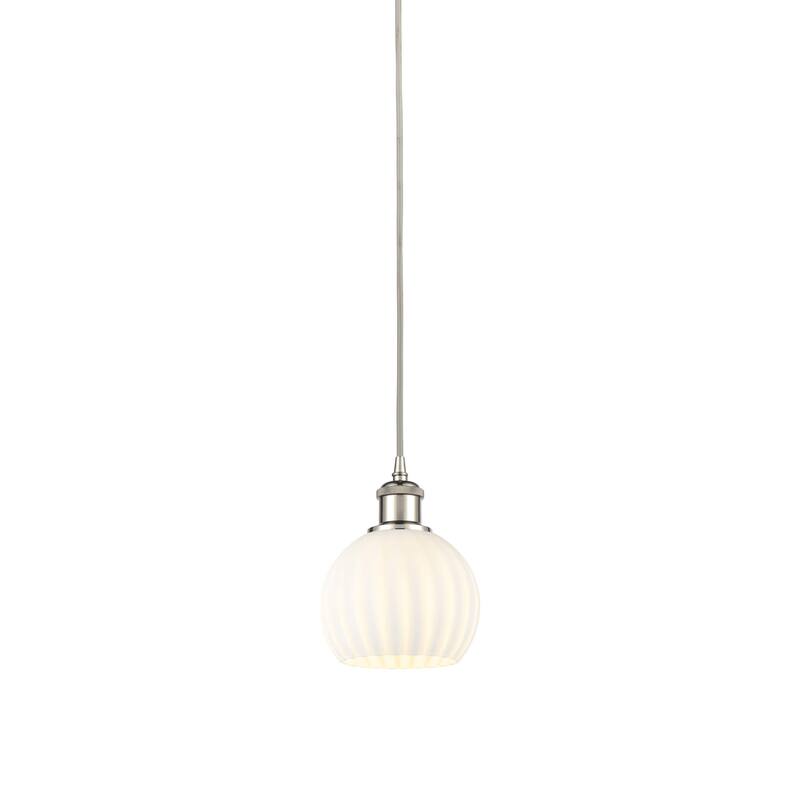 Innovations Lighting 516-1P-8-6 White Venetian Pendant White Venetian - Polished Nickel