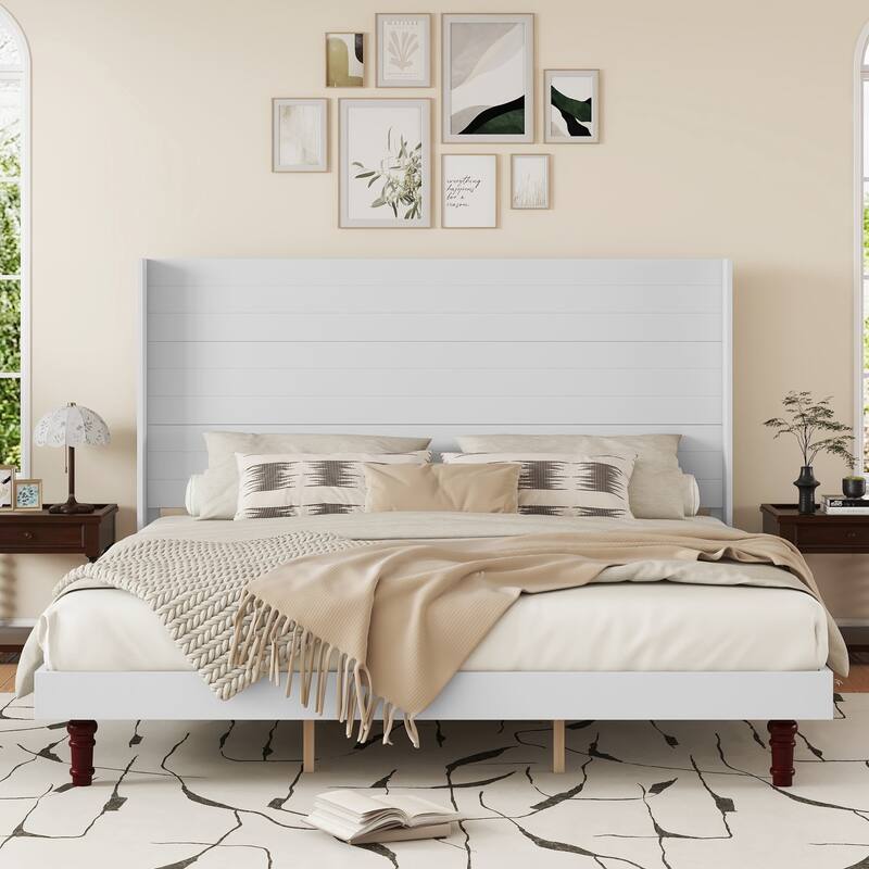 Stylish 54 "High Headboard King Size Platform Bed