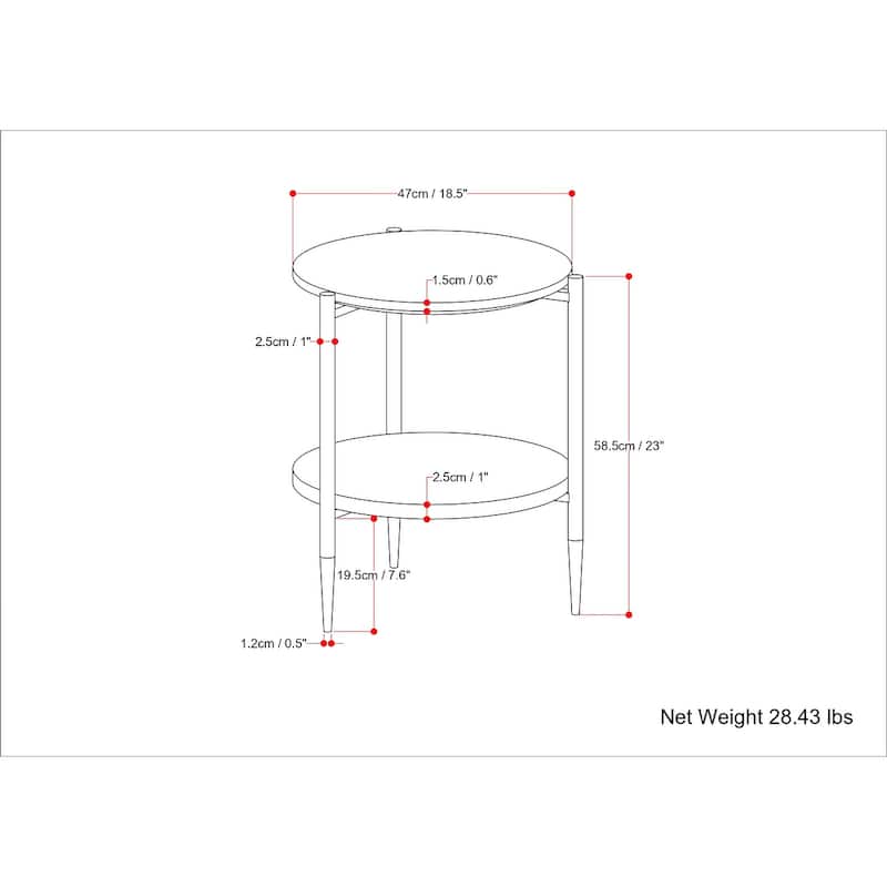 WYNDENHALL Fleetwood 18 inch Wide Metal Round Marble & Wood Side Table in White/Natural - 18" W x 18" D x 23" H