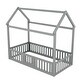 preview thumbnail 9 of 16, Twin Size Wood House Bed with Fence and Door, Gray