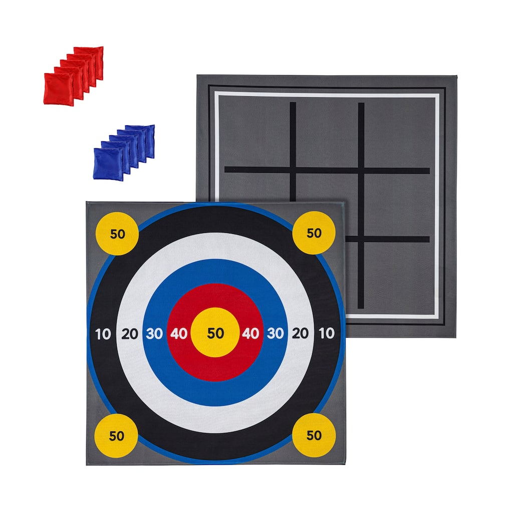 3 in. A Row/Target Toss Outdoor Reversible Game Set with Storage Bag - 48" x 48"