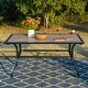 preview thumbnail 4 of 11, Wood-look PVC Patio Dining Table Steel Large Rectangular Table with Umbrella Hole