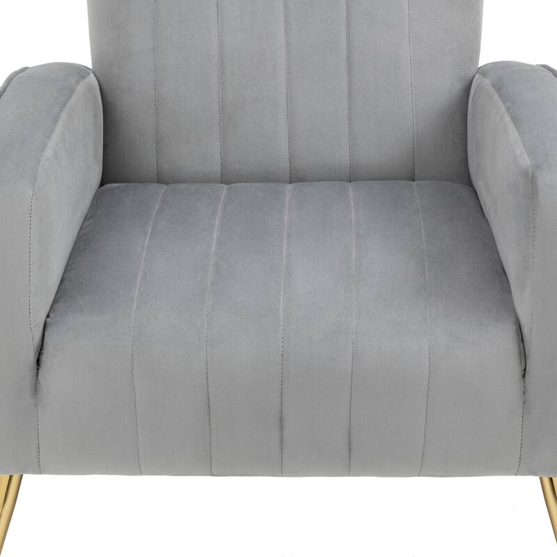 2 Set Velvet Wingback Accent Chairs with Metal Legs for Living Room