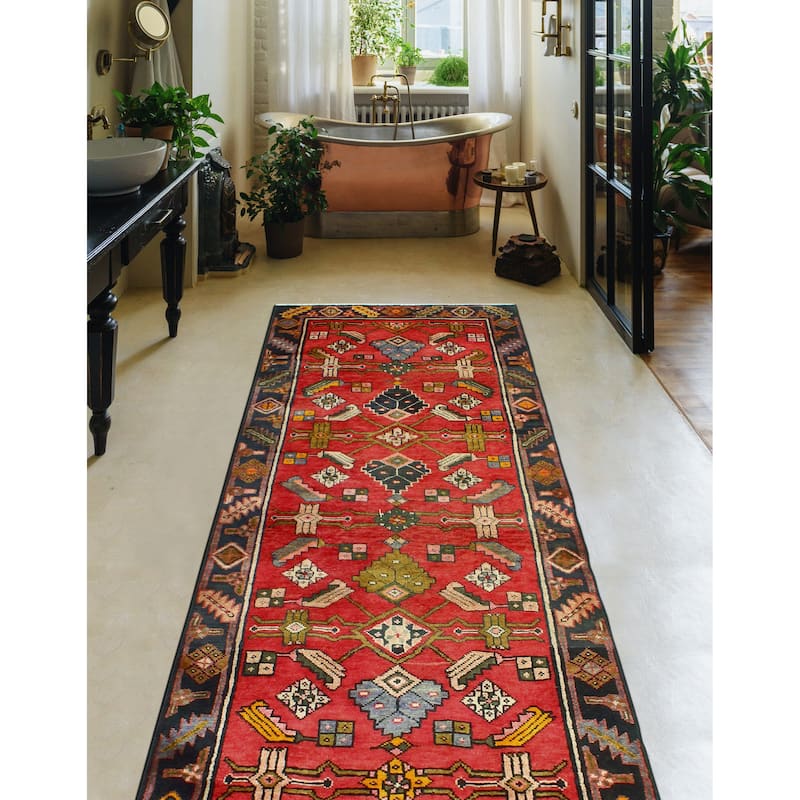 Fine Vintage Distressed Marlayne Rust/Charcoal Runner - 3'5" x 9'0"