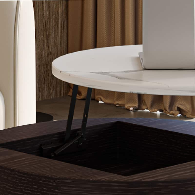 Lift-top Modern Nesting Coffee Table Set Of 2, White Sintered Stone Coffee Table Set