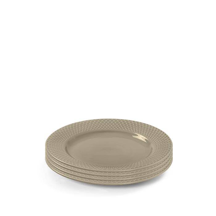 Rhombe Earth Lunch Plate Set, Clay, 4 Pcs. - 9.1