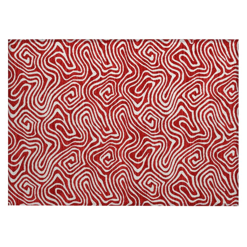 Machine Washable Indoor/ Outdoor Modern Trance Chantille Rug
