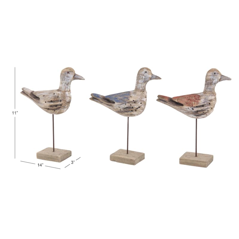 Wood Bird Decorative Sculpture - Set of 3 Brown - Roche River Decor