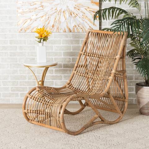Genera Modern Bohemian Natural Rattan Lounge Chair