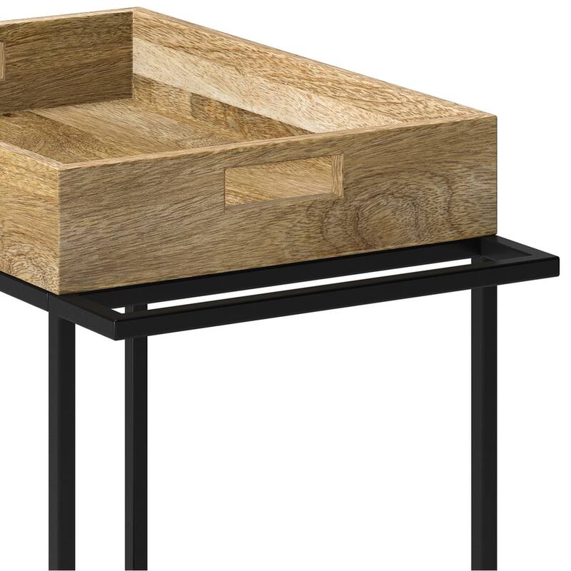 WYNDENHALL Trellis SOLID MANGO WOOD 24 inch Wide Rectangle Industrial Contemporary Bar Cart in Natural - 15" d x 24 w x 34" h