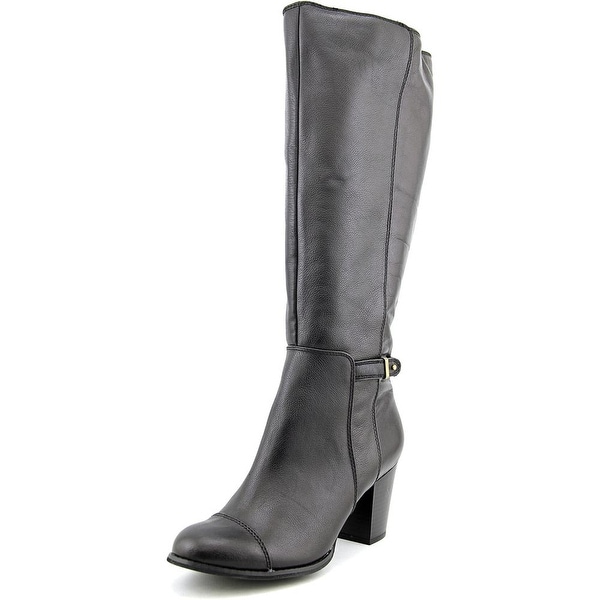 Giani Bernini Ellee Wide Calf Women Round Toe Leather Black Knee High Boot