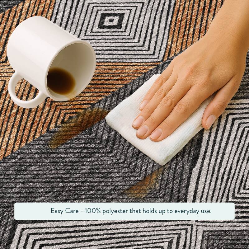 Machine Washable Indoor/ Outdoor Modern Mission Chantille Rug