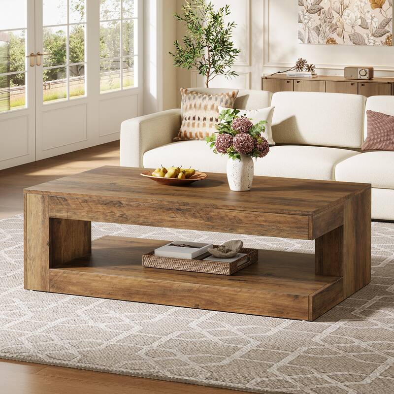 47.3" Farmhouse Rectangular Coffee Table for Living Room