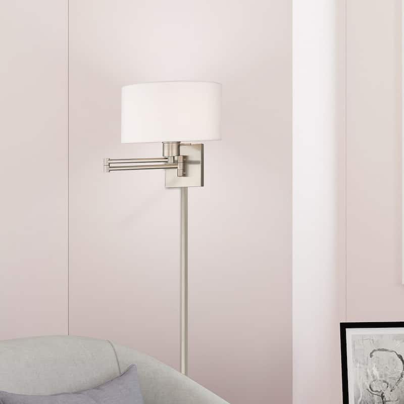 Livex Lighting 1-Light Off-White Drum Shade Swing Arm Wall Lamp, 40036