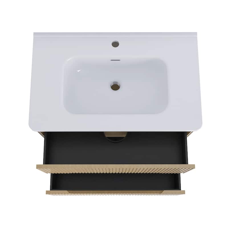 Emma 30 inch Wall-Mounted Bathroom Vanity Set with Integrated Ceramic Sink - 30"x18"x20"