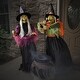 preview thumbnail 2 of 17, Haunted Hill Farm Gretel and Hildie the Wicked Cauldron Witches, Premium Talking Halloween Animatronic, Plug-In