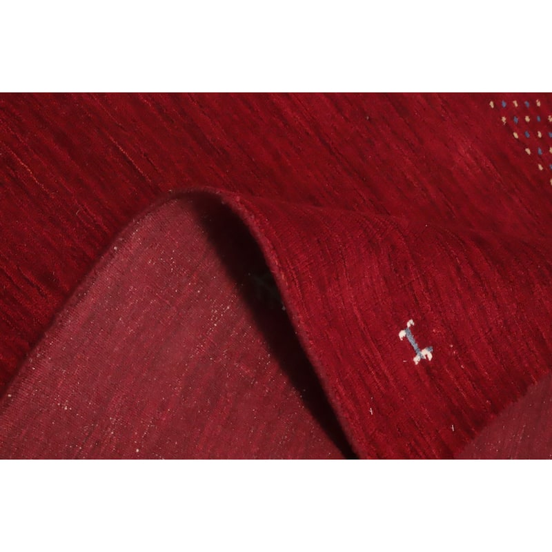 Hand Knotted Oriental 100% Wool Carpet Tribal Animal Pictorial Red Gabbeh Area Rug - 7' 7'' X 5' 4''