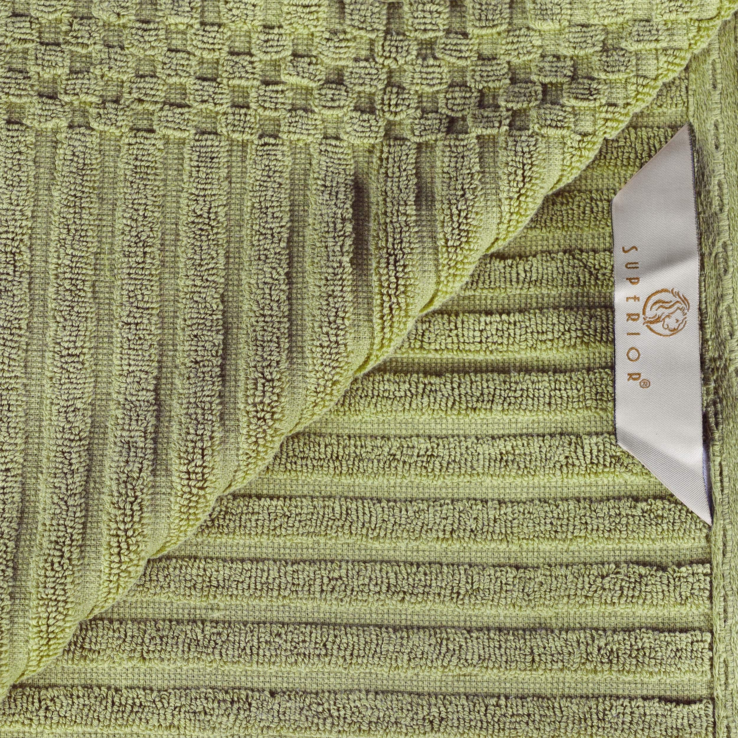 Premium 12-Piece Cotton Towel Set with Solid & Checkered Borders  -image